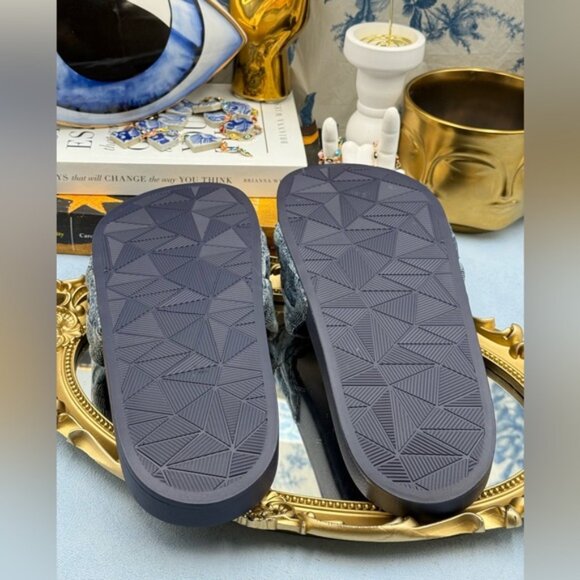 🆕 KURT GEIGER LONDON 🧿 NWOB Blue Denim Meena Eagle Slides, Sz EU 40.5 US 9.5 - Picture 12 of 14